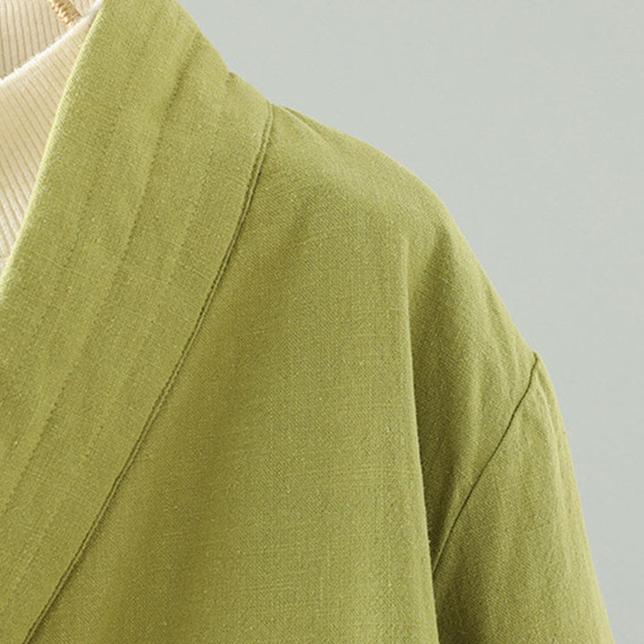 Buddha Stones Drawstring Zen Meditation Women's Long Sleeve Cotton Jacket - image 6