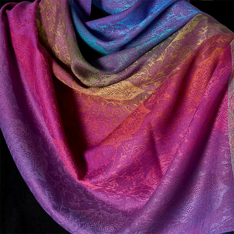 Buddha Stones Spring Colorful Gradient Cashew Flower Pattern Tassel Cozy Scarf Shawl - image 5