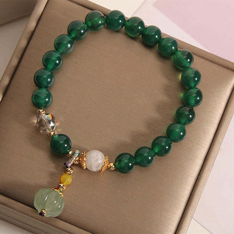 Buddha Stones Green Crystal Pumpkin Bead Relax Calm Bracelet - image 3