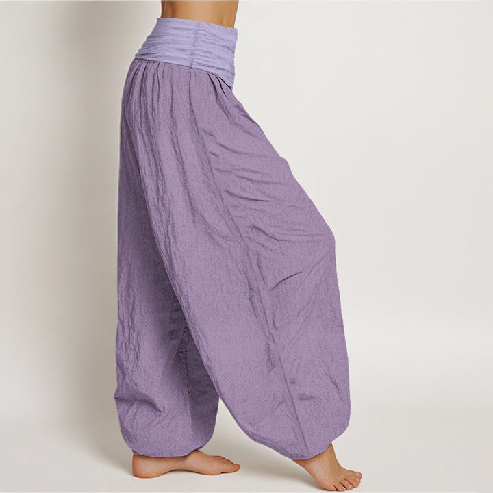 Buddha Stones Pure Cotton Plum Women's Elastic Waist Harem Pants - image 2