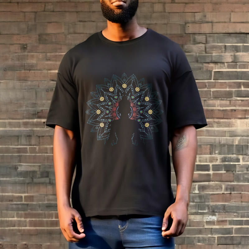 Buddha Stones Mandala Flower Seated Serene Buddha Pattern Tee T-shirt - image 8