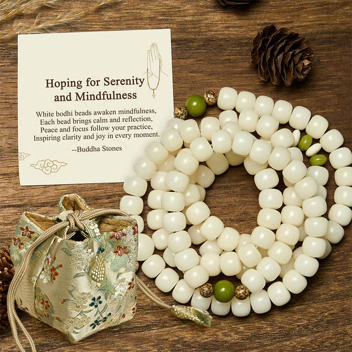 Buddha Stones "Hoping for Serenity and Mindfulness" Bodhi Lotus Mala Includes Gift Message Card - 8*10mm - Deluxe Gift Bag (+$12.59) - image 9