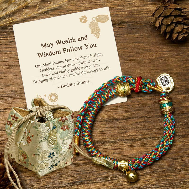 Buddha Stones "May Wealth and Wisdom Follow You" String Bracelet Includes Gift Message Card - Multicolored(Wrist Circumference 14-20cm) - Deluxe Gift Bag (+$9.59) - image 4