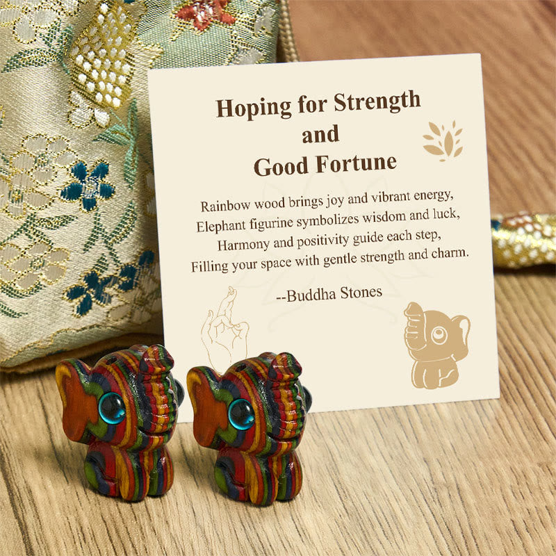 Buddha Stones "Hoping for Strength and Good Fortune" 2Pcs Mini Elephant Includes Gift Message Card - image 7