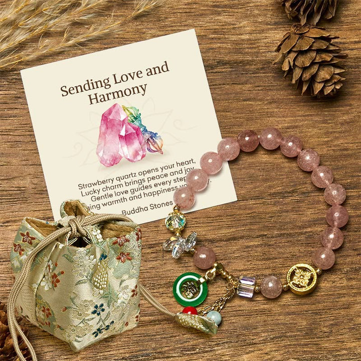 Buddha Stones "Sending Love and Harmony"Strawberry Quartz Bracelet Includes Gift Message Card - Strawberry Quartz(Wrist Circumference 14-16cm) - Deluxe Gift Bag (+$9.59) - image 6