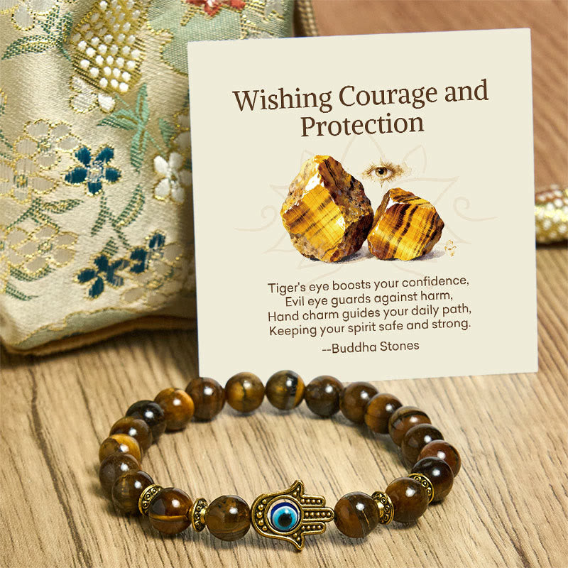 Buddha Stones "Wishing Courage and Protection" Tiger Eye Bracelet Includes Gift Message Card - image 6
