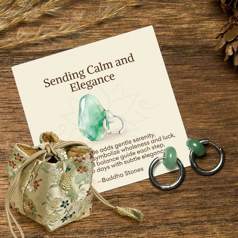 Buddha Stones "Sending Calm and Elegance"Titanium Steel Jade Earrings Includes Gift Message Card - Titanium Steel Posts - Deluxe Gift Bag (+$12.59) - image 6