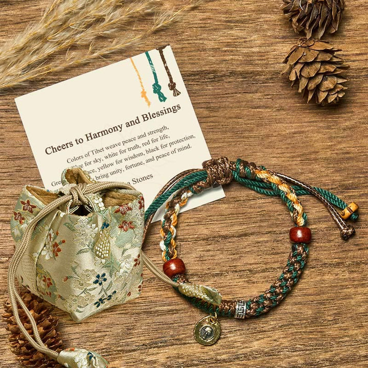 Buddha Stones "Cheers to Harmony and Blessings" Tibetan Rope Bracelet Includes Gift Message Card - 14-16.5cm - Deluxe Gift Bag (+$9.59) - image 8