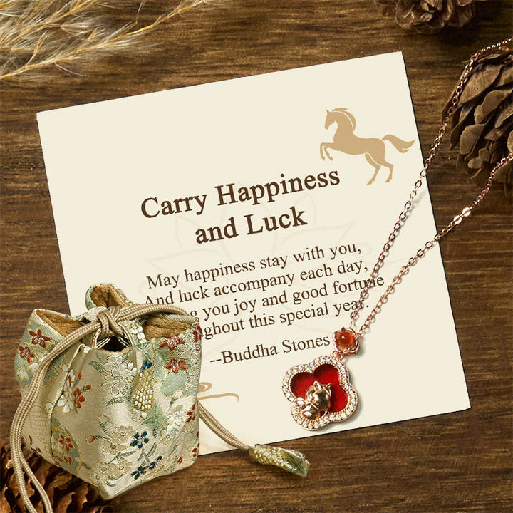 Buddha Stones "Carry Happiness and Luck" Year of the Horse Agate Necklace Includes Gift Message Card - Red Agate(Logical thinking♥Self-acceptance) - Deluxe Gift Bag (+$9.59) - image 6