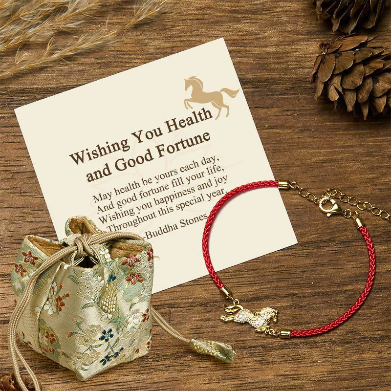 Buddha Stones "Wishing You Health and Good Fortune" Year of the Horse Includes Gift Message Card - Horse(Wrist Circumference 14-18cm) - Deluxe Gift Bag (+$12.59) - image 7