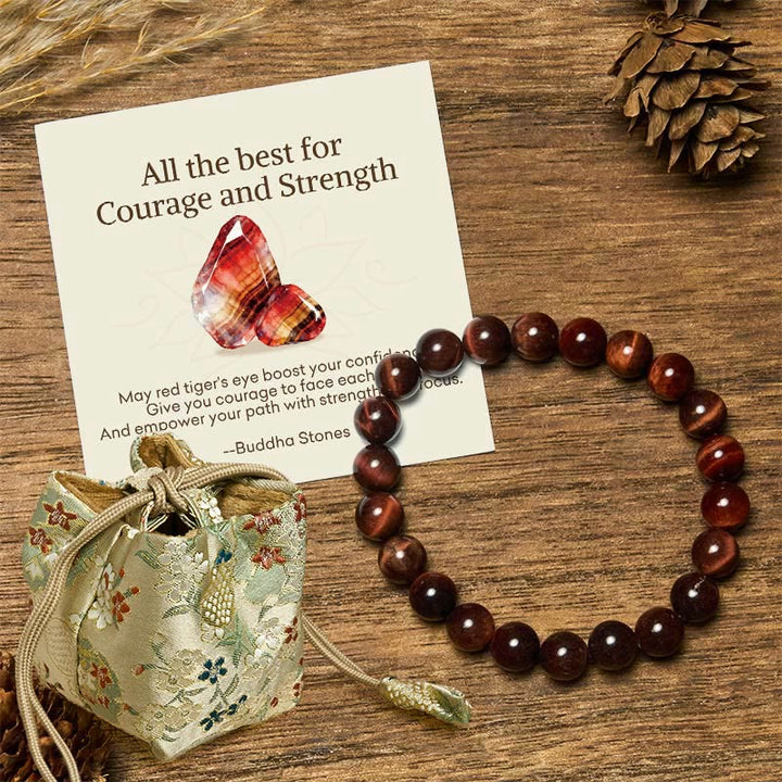 Buddha Stones "All the Best for Love and Harmony" Stone Quartz Bracelet Includes Gift Message Card - 8mm - Red Tiger Eye - Deluxe Gift Bag (+$9.59) - image 59