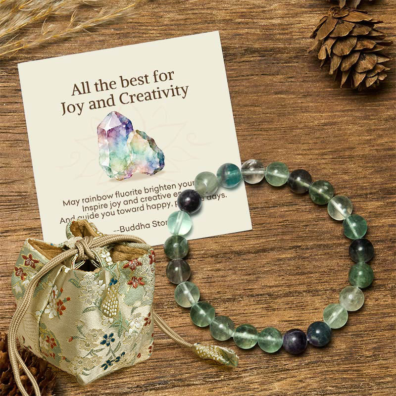 Buddha Stones "All the Best for Love and Harmony" Stone Quartz Bracelet Includes Gift Message Card - 8mm - Fluorite - Deluxe Gift Bag (+$9.59) - image 71