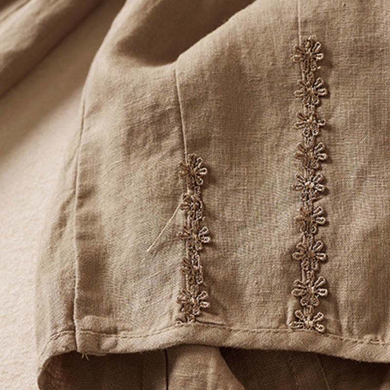 Buddha Stones Summer Small Flower Embroidery  Harem Pants With Pockets - image 4