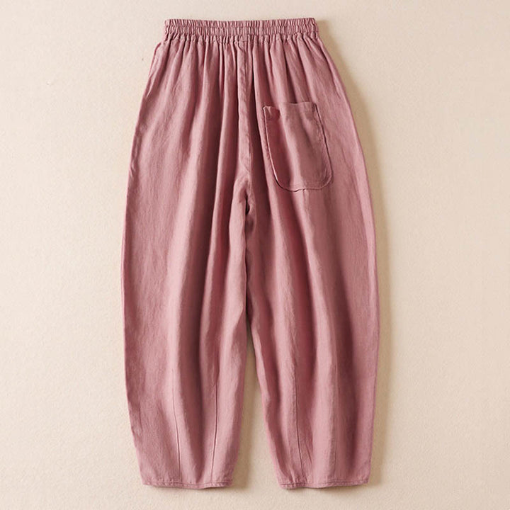 Buddha Stones Summer Small Flower Embroidery  Harem Pants With Pockets - image 11