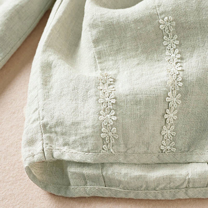 Buddha Stones Summer Small Flower Embroidery Harem Pants With Pockets - image 25