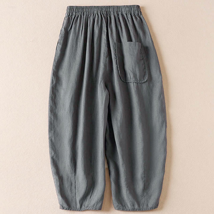 Buddha Stones Summer Small Flower Embroidery Harem Pants With Pockets - image 35