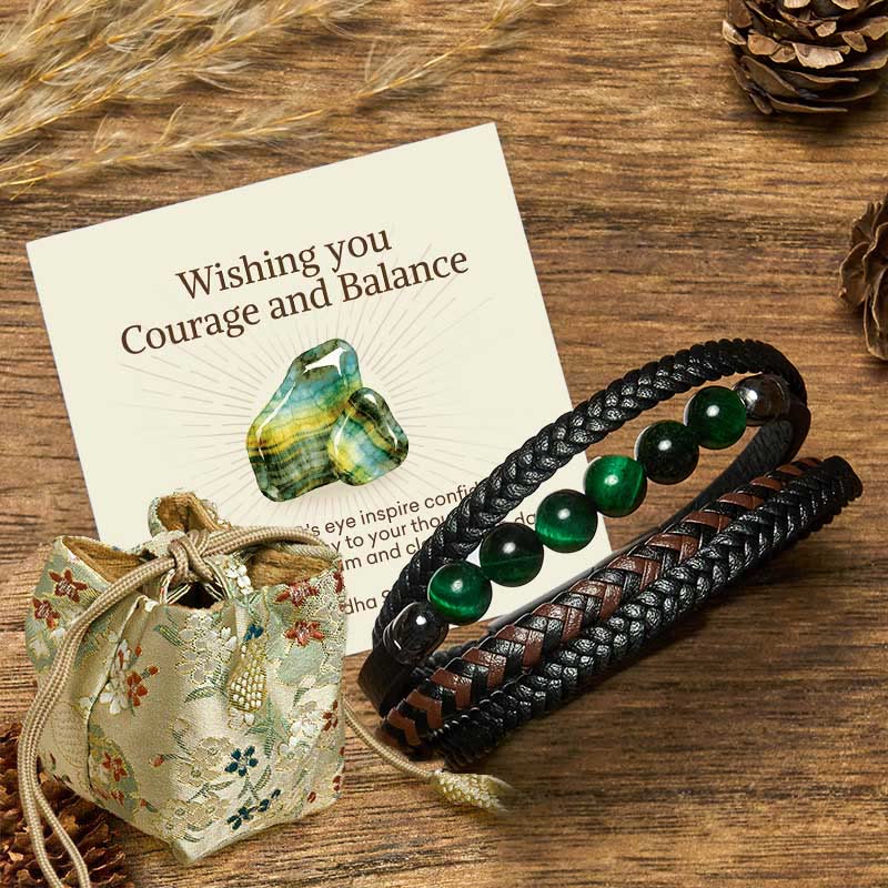 Buddha Stones "Wishing You Courage and Balance" Green Tiger Eye Bracelet Includes Gift Message Card - Green Tiger Eye - 18-22cm - Deluxe Gift Bag (+$9.59) - image 4