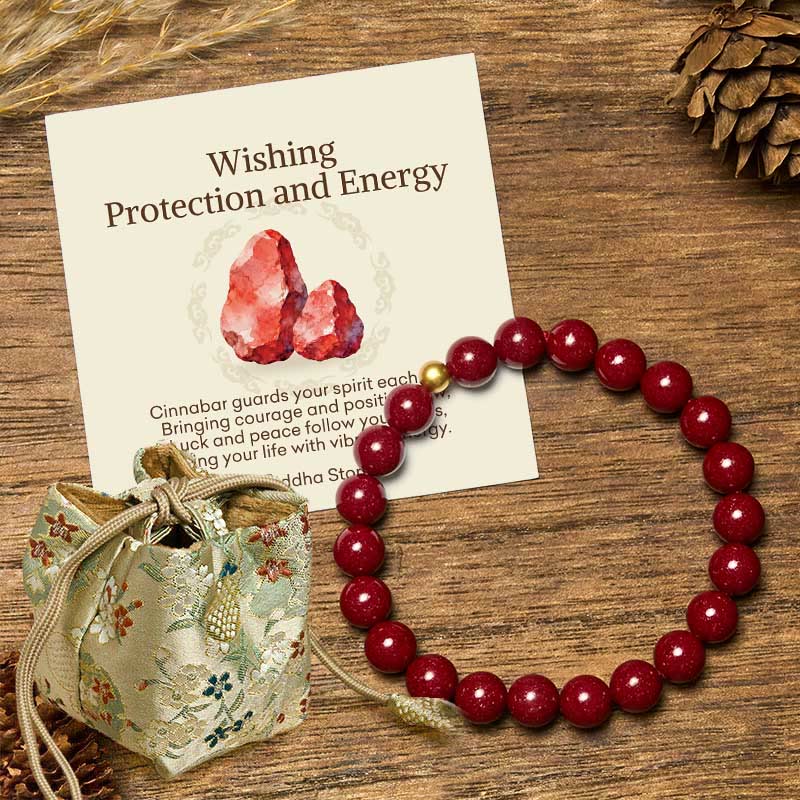 Buddha Stones "Wishing Protection and Energy" Cinnabar Bracelet Includes Gift Message Card - 8mm Cinnabar&5mm 925 Sterling Silver - Deluxe Gift Bag (+$9.59) - image 15