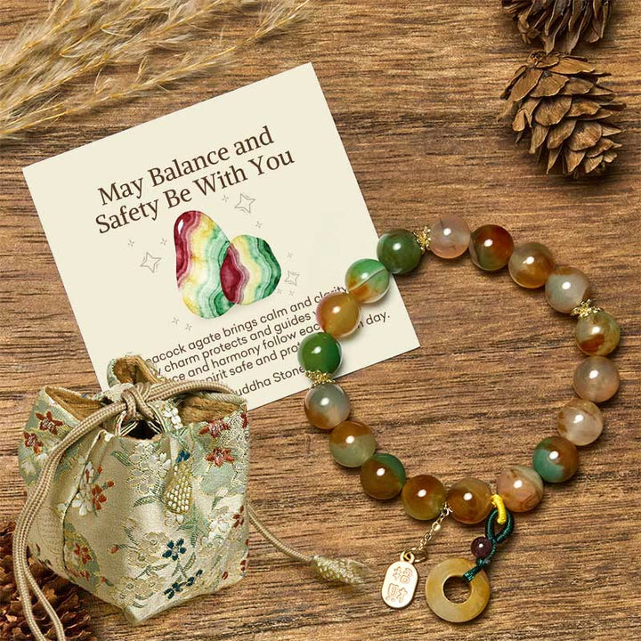 Buddha Stones "May Balance and Safety Be With You"Peacock Agate Bracelet Includes Gift Message Card - Peacock Agate(Wrist Circumference: 15-17cm) - Deluxe Gift Bag (+$9.59) - image 12