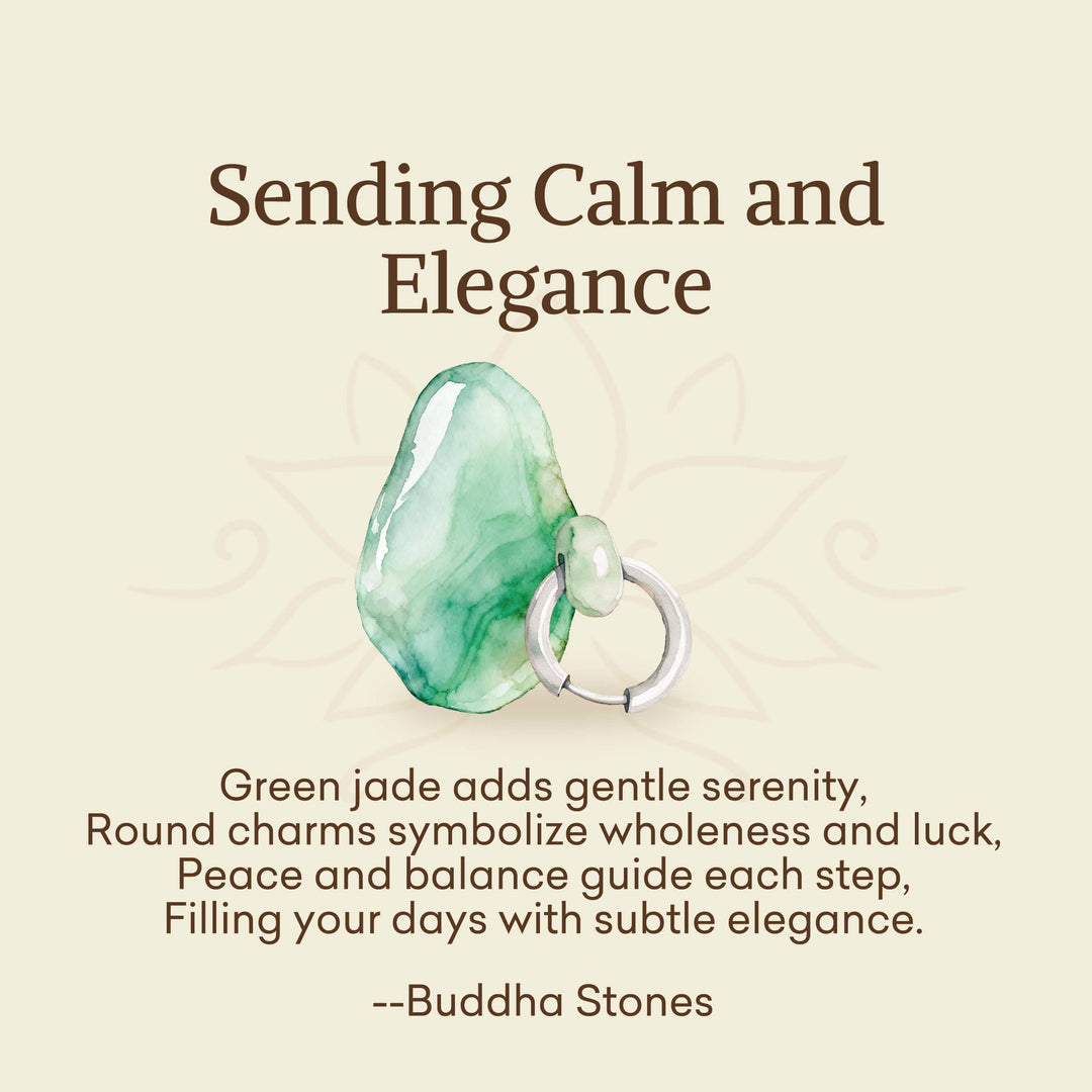 Buddha Stones "Sending Calm and Elegance"Titanium Steel Jade Earrings Includes Gift Message Card - image 2