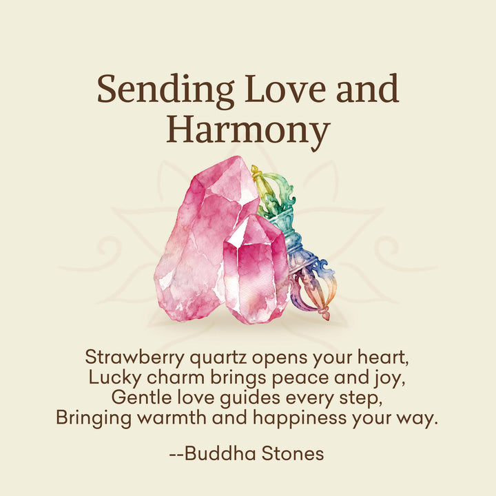 Buddha Stones "Sending Love and Harmony"Strawberry Quartz Bracelet Includes Gift Message Card - image 2
