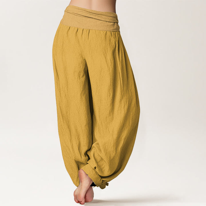Buddha Stones Goldenrod Women's Pure Cotton Elastic Waist Harem  Pants - image 1