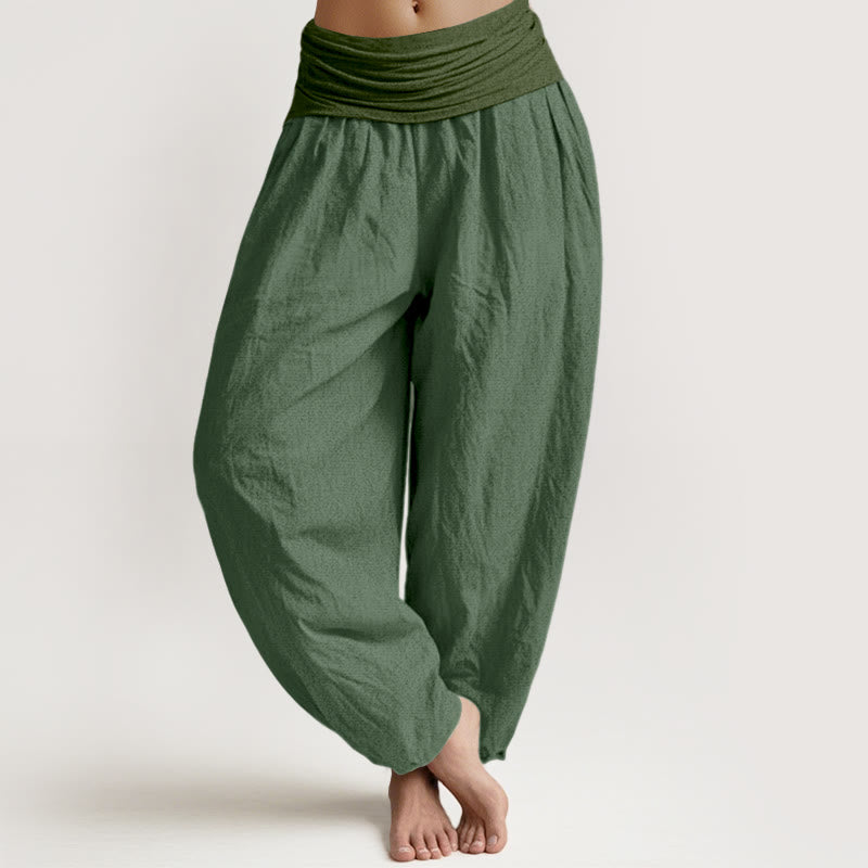Buddha Stones SeaGreen Women's Pure Cotton Elastic Waist Harem  Pants - SeaGreen - US16，UK/AU20，EU48 (3XL) - image 0