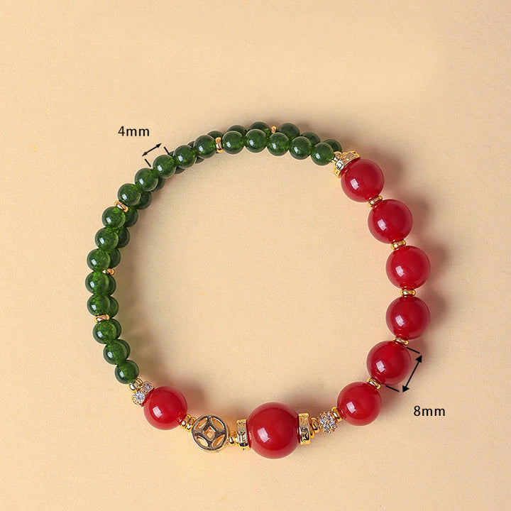 Buddha Stones Natural Red Agate Double Wrap Design Green Chalcedony Calm Bracelet - image 3