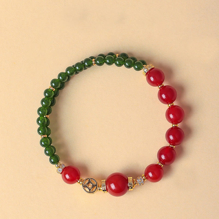 Buddha Stones Natural Red Agate Double Wrap Design Green Chalcedony Calm Bracelet - image 1