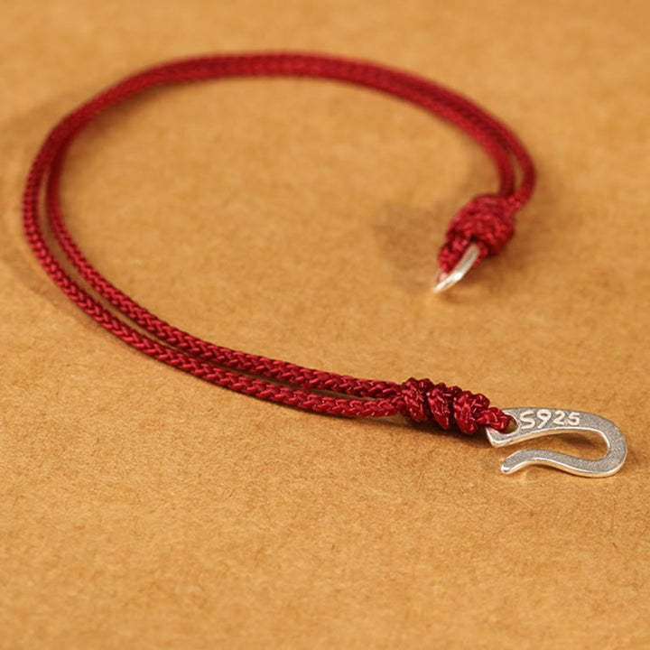 Buddha Stones 925 Sterling Silver Hook Design Red String Strength Colorful Bracelet - image 3