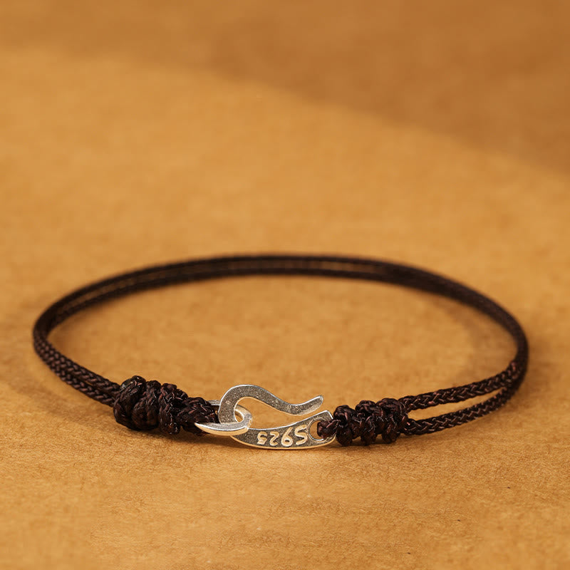 Buddha Stones 925 Sterling Silver Hook Design Red String Strength Colorful Bracelet - SaddleBrown - 20cm - image 18