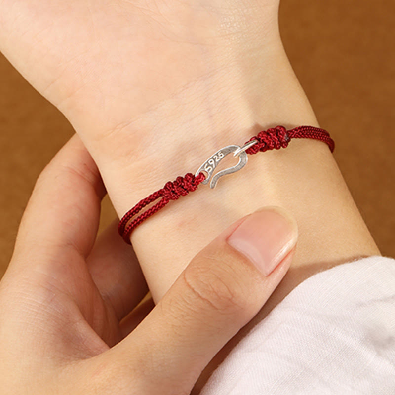 Buddha Stones 925 Sterling Silver Hook Design Red String Strength Colorful Bracelet - image 5