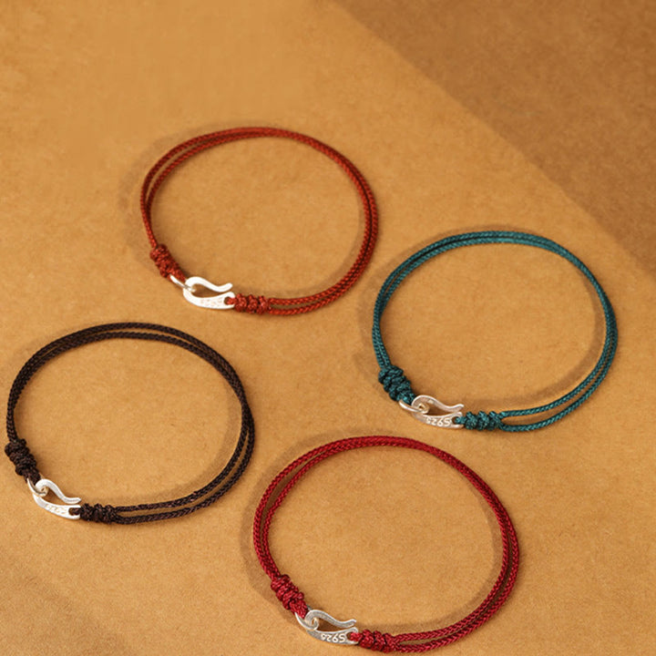Buddha Stones 925 Sterling Silver Hook Design Red String Strength Colorful Bracelet - image 20