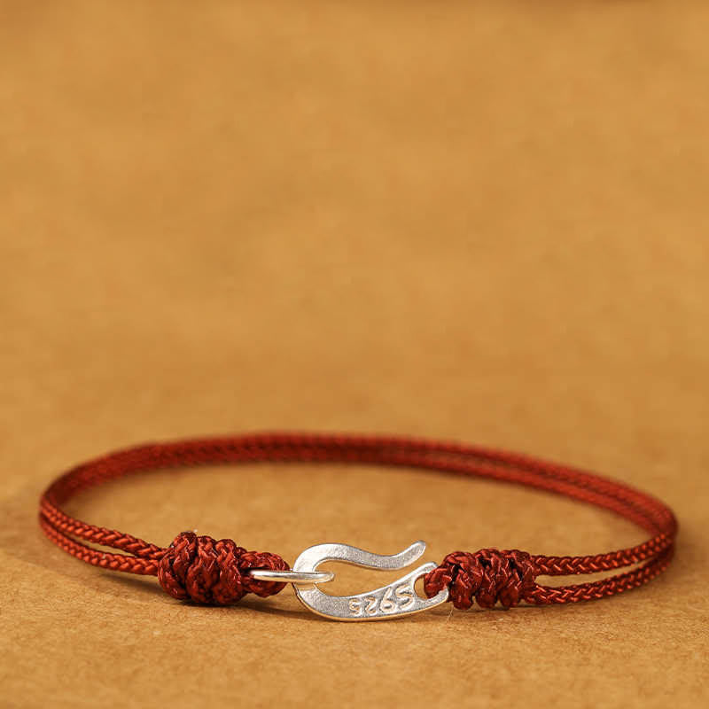 Buddha Stones 925 Sterling Silver Hook Design Red String Strength Colorful Bracelet - image 11
