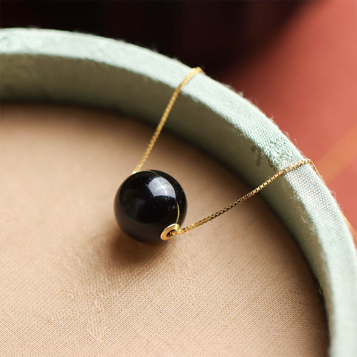 Buddha Stones 925 Sterling Silver Amber Round Bead Confidence Focus Pendant Necklace - image 1