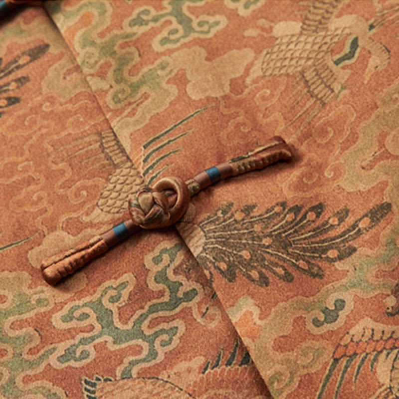 Buddha Stones 100% Mulberry Silk 30 Momme Phoenix Auspicious Clouds Long Sleeve Men's Jacket - image 7