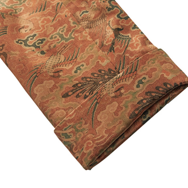 Buddha Stones 100% Mulberry Silk 30 Momme Phoenix Auspicious Clouds Long Sleeve Men's Jacket - image 11