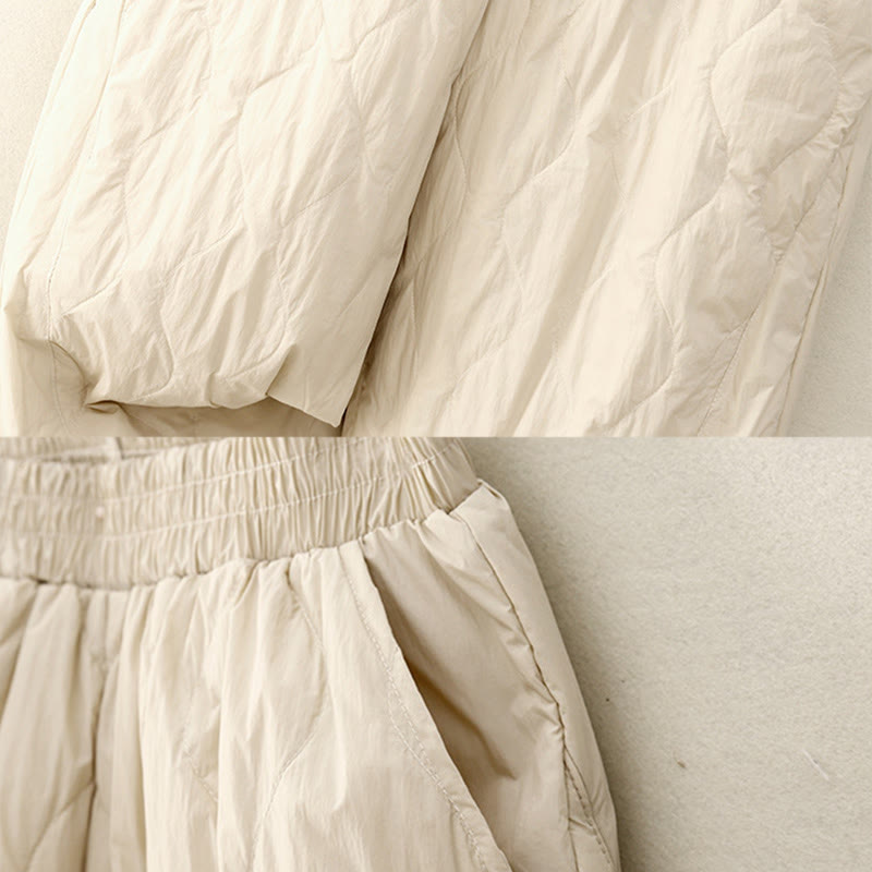 Buddha Stones Winter Solid Color Women's Cotton Thermal Pants With Pockets - image 5