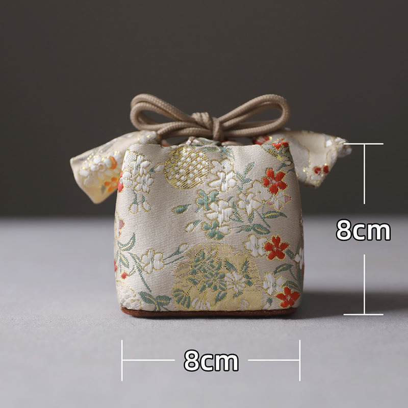 Buddha Stones Flowers Pattern Small Jewelry Storage Gift Bag 8*8*8cm - image 1