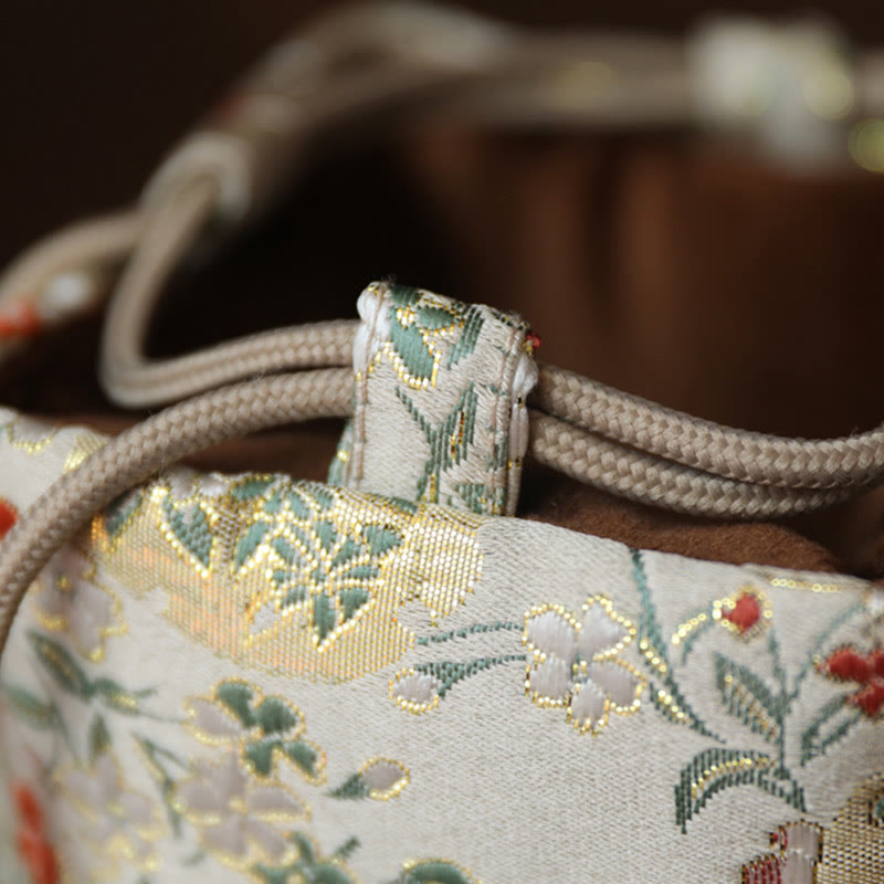 Buddha Stones Flowers Pattern Small Jewelry Storage Gift Bag 8*8*8cm - image 3