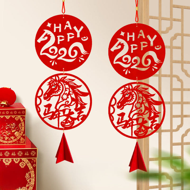 Buddha Stones Year of the Horse HAPPY 2026 Luck Chinese New Year Spring Festival Hanging Decoration - image 1
