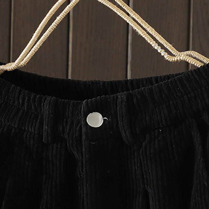 Buddha Stones Women's Winter Plain Corduroy Cotton High Waist Fleece-Lined Harem Pants With Pockets - image 13