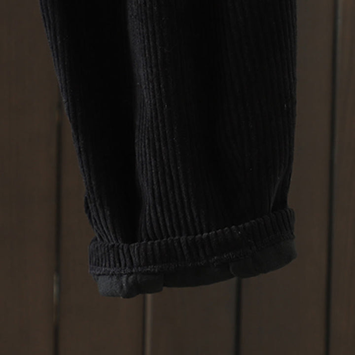 Buddha Stones Women's Winter Plain Corduroy Cotton High Waist Fleece-Lined Harem Pants With Pockets - image 16