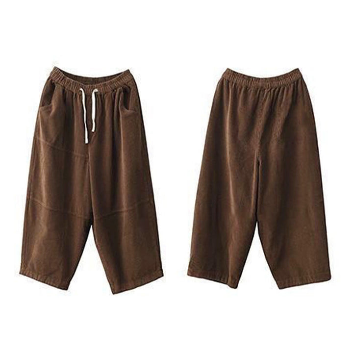 Buddha Stones Women's Drawstring Design Cotton Corduroy Thermal Fleece-Lined Pants With Pockets - image 2