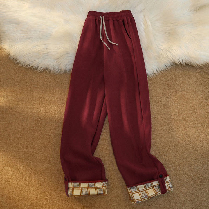 Buddha Stones Women's Patchwork Cotton Corduroy Fleece-Lined Wide Leg Pants With Pockets - image 26