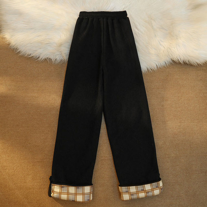 Buddha Stones Women's Patchwork Cotton Corduroy Fleece-Lined Wide Leg Pants With Pockets - image 14