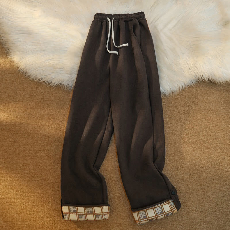 Buddha Stones Women's Patchwork Cotton Corduroy Fleece-Lined Wide Leg Pants With Pockets - image 5