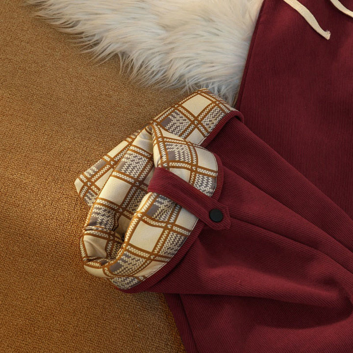 Buddha Stones Women's Patchwork Cotton Corduroy Fleece-Lined Wide Leg Pants With Pockets - image 36