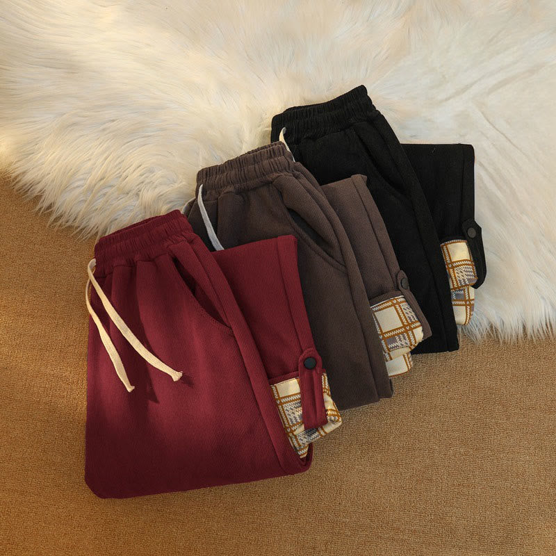 Buddha Stones Women's Patchwork Cotton Corduroy Fleece-Lined Wide Leg Pants With Pockets - image 40