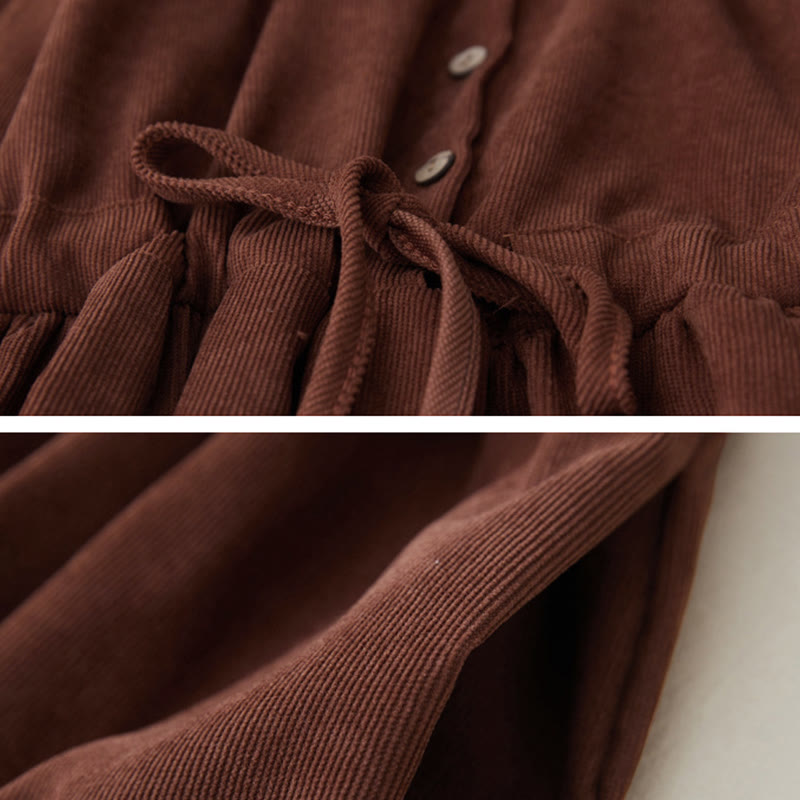 Buddha Stones Embroiderd Floral Pattern Lace -up Design Long Sleeve Midi Dress With Pockets - image 5